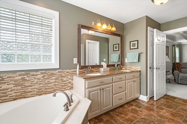 379 Hooper Rd, Winchester, TN 37398 - bathroom with double vanity, a bath, and stone finish floors