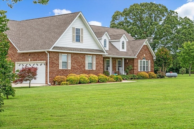 379 Hooper Rd, Winchester, TN 37398 - view of front of house featuring brick siding, a front yard, an attached garage, and roof with shingles