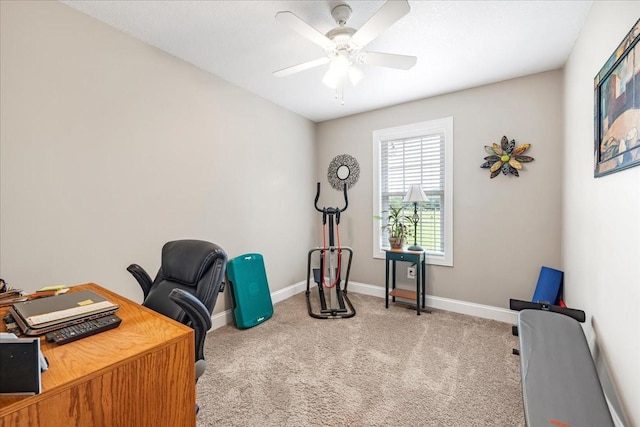 379 Hooper Rd, Winchester, TN 37398 - carpeted home office featuring baseboards and ceiling fan