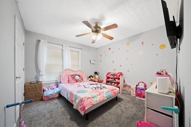 105 Gammons Ln, Lafayette, TN 37083 - bedroom with carpet, a ceiling fan, and a textured ceiling