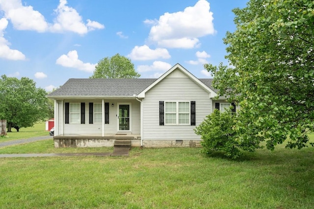 105 Gammons Ln, Lafayette, TN 37083 - view of front of home with crawl space, a porch, a front yard, and roof with shingles