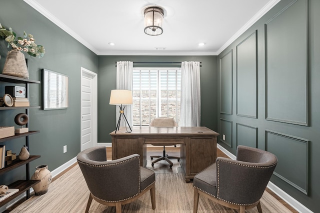 2636 Bramblewood Ln, Thompsons Station, TN 37179 - office with crown molding, wood finished floors, and recessed lighting
