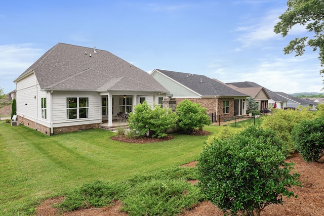 2636 Bramblewood Ln, Thompsons Station, TN 37179 - back of property featuring a patio area, a ceiling fan, and a shingled roof