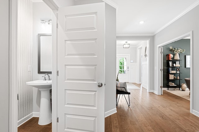 2636 Bramblewood Ln, Thompsons Station, TN 37179 - hall featuring crown molding and wood finished floors