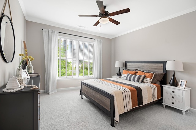 2636 Bramblewood Ln, Thompsons Station, TN 37179 - carpeted bedroom featuring crown molding and ceiling fan