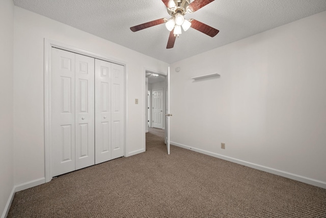 3230 S Senseney Cir, Clarksville, TN 37042 - unfurnished bedroom with carpet flooring, a textured ceiling, a closet, and ceiling fan