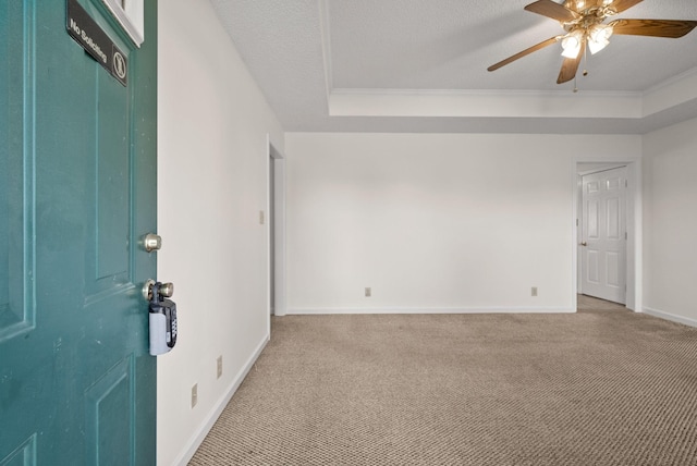 3230 S Senseney Cir, Clarksville, TN 37042 - foyer entrance featuring carpet floors, ornamental molding, a ceiling fan, and a textured ceiling