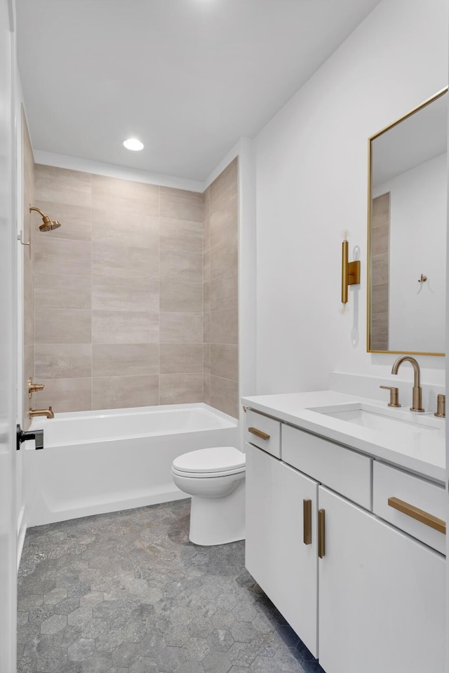 419 Acklen Park Dr, Nashville, TN 37205 - full bathroom featuring vanity, shower / washtub combination, and recessed lighting