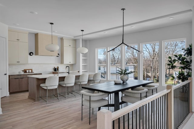 419 Acklen Park Dr, Nashville, TN 37205 - dining space with light wood-style flooring and recessed lighting