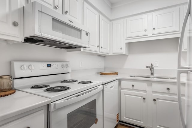 601 Boyd Mill Ave Unit O4, Franklin, TN 37064 - kitchen with white appliances, white cabinetry, and light countertops