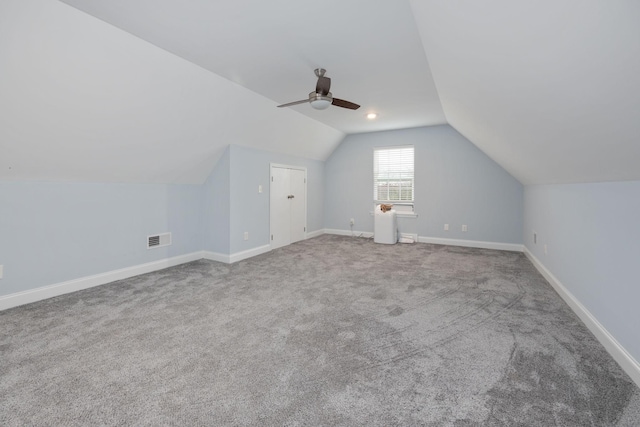 33 Maple Ln, Summertown, TN 38483 - additional living space with lofted ceiling, ceiling fan, and carpet floors