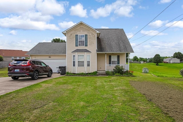 324 Chesire Way, Oak Grove, KY 42262 - traditional home with covered porch, a garage, a front lawn, driveway, and roof with shingles