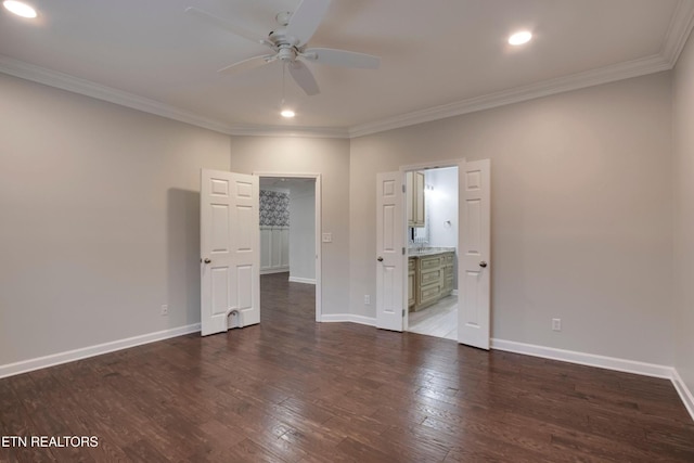 57 Riverview Dr, Oak Ridge, TN 37830 - spare room with ceiling fan, crown molding, wood finished floors, and recessed lighting