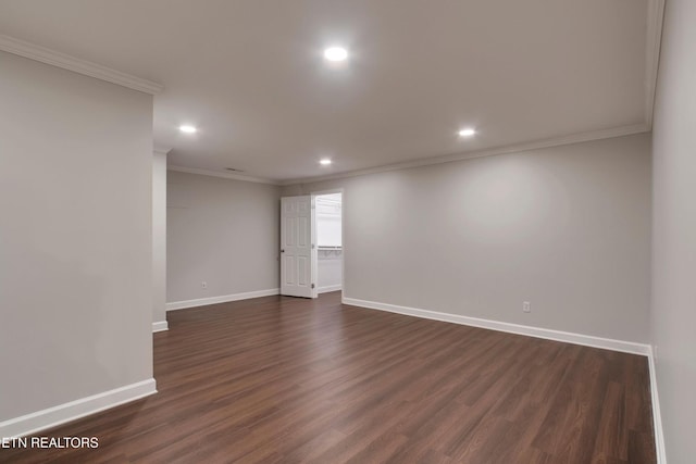 57 Riverview Dr, Oak Ridge, TN 37830 - empty room with recessed lighting, crown molding, and dark wood-style floors