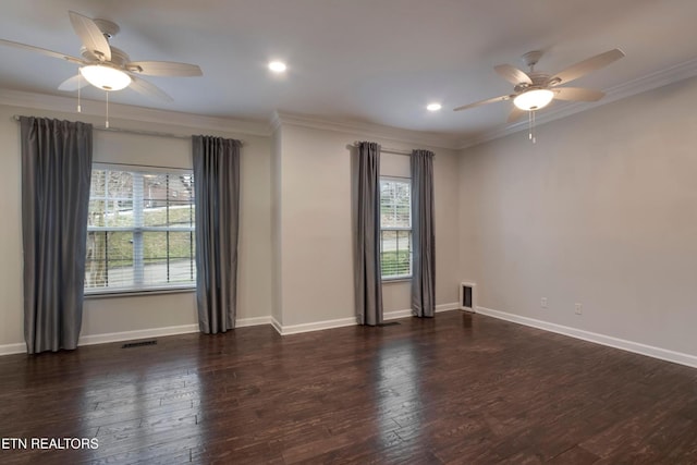 57 Riverview Dr, Oak Ridge, TN 37830 - unfurnished room featuring a ceiling fan, crown molding, wood-type flooring, and recessed lighting