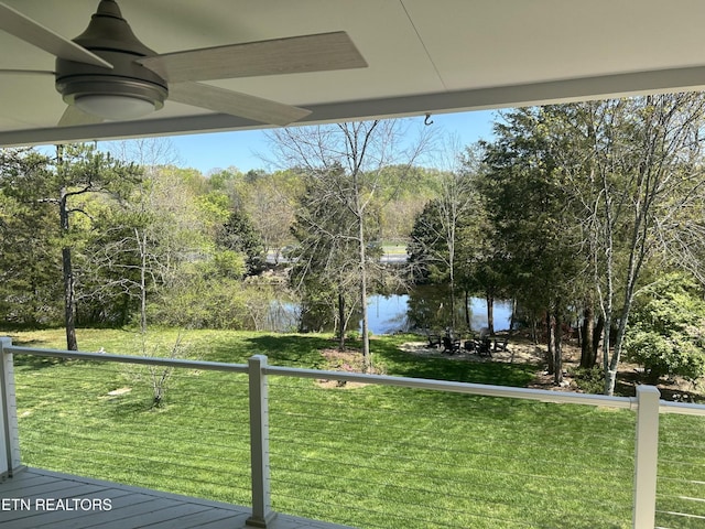 57 Riverview Dr, Oak Ridge, TN 37830 - view of grassy yard featuring a water view and view of wooded area
