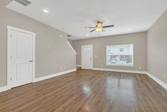 127 Dry Creek Commons Dr, Goodlettsville, TN 37072 - unfurnished living room featuring ceiling fan, wood finished floors, and recessed lighting