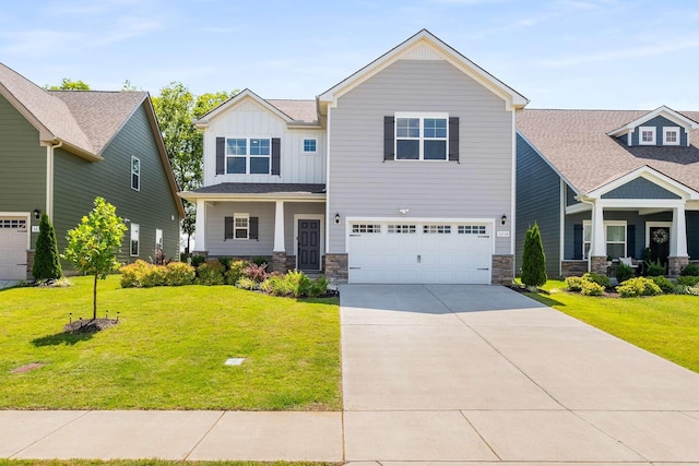 3210 Chatfield Dr, Murfreesboro, TN 37129 - craftsman inspired home featuring board and batten siding, stone siding, driveway, an attached garage, and a front yard