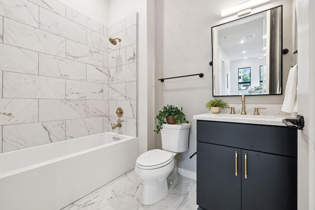1014 16th Ave S Unit 103, Nashville, TN 37212 - full bathroom featuring vanity, marble finish floors, and shower / tub combination