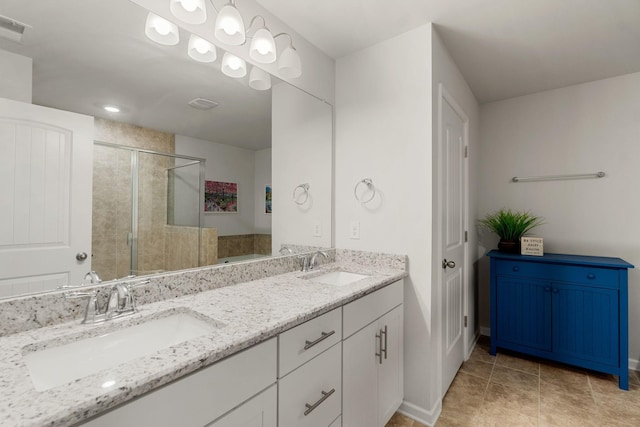 4206 Grapevine Loop, Smyrna, TN 37167 - full bathroom featuring double vanity, a shower stall, and tile patterned flooring