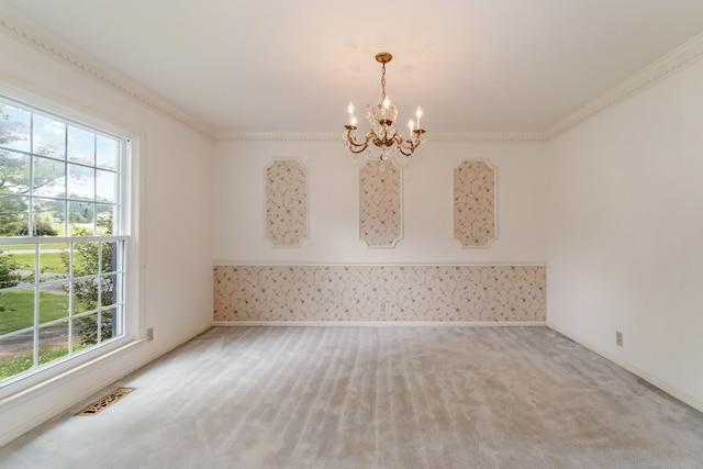 2208 Bowman Rd, Franklin, TN 37064 - carpeted empty room with a chandelier, plenty of natural light, and crown molding