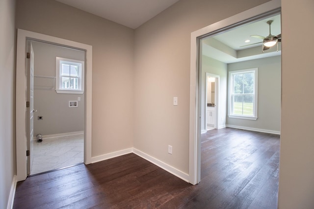 264 Dink Rut Rd, Portland, TN 37148 - hallway featuring dark wood finished floors, healthy amount of natural light, and recessed lighting