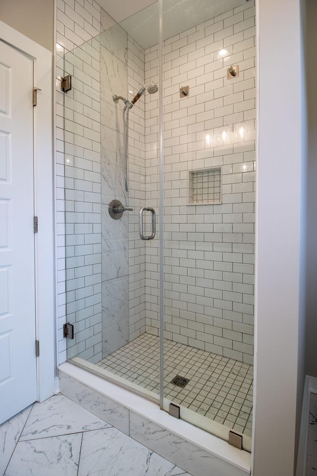 264 Dink Rut Rd, Portland, TN 37148 - bathroom with marble look tiles and a shower stall