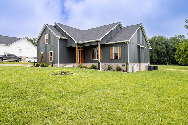 264 Dink Rut Rd, Portland, TN 37148 - modern farmhouse with board and batten siding, a front yard, and a shingled roof