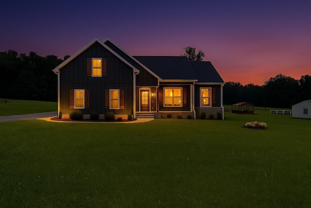 264 Dink Rut Rd, Portland, TN 37148 - rear view of property with board and batten siding, a lawn, a gazebo, and a porch