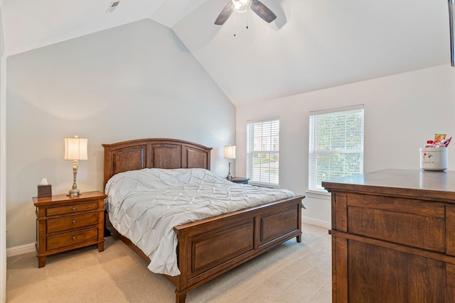 824 W Benjamin Ct, Franklin, TN 37067 - bedroom with vaulted ceiling, light carpet, and a ceiling fan