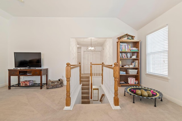 824 W Benjamin Ct, Franklin, TN 37067 - stairs featuring carpet floors, plenty of natural light, and vaulted ceiling