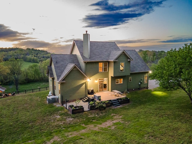3092 Morel Rd, Columbia, TN 38401 - rear view of house featuring a chimney, a wooden deck, and roof with shingles