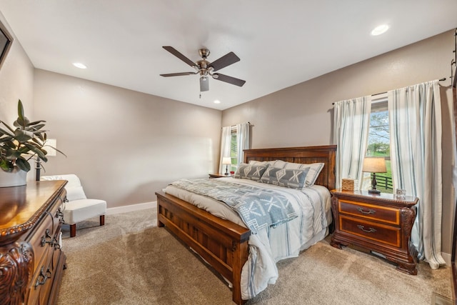 3092 Morel Rd, Columbia, TN 38401 - bedroom with carpet floors, multiple windows, recessed lighting, and ceiling fan