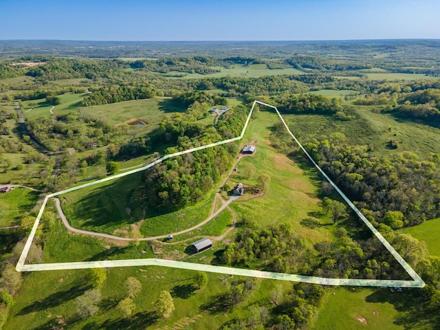3092 Morel Rd, Columbia, TN 38401 - aerial view of property's location featuring property parcel outlined and rural landscape