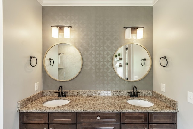 1328 Reynard Dr, Gallatin, TN 37066 - bathroom with double vanity and crown molding