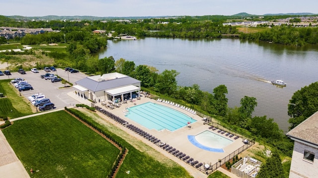 1328 Reynard Dr, Gallatin, TN 37066 - drone / aerial view of a pool and a nearby body of water