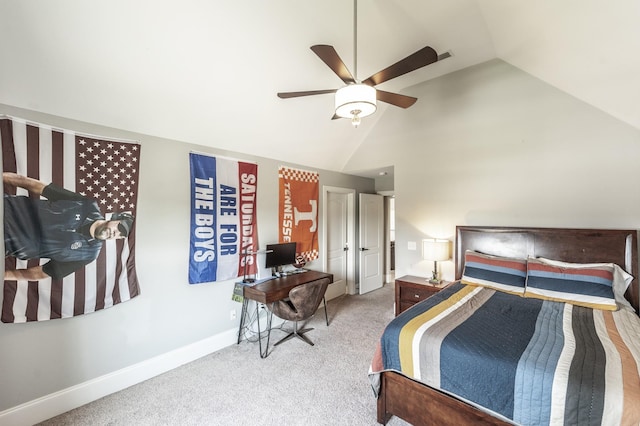 1328 Reynard Dr, Gallatin, TN 37066 - carpeted bedroom featuring a ceiling fan and high vaulted ceiling