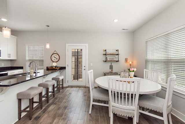 2163 Bayport Ave, Old Hickory, TN 37138 - dining space with plenty of natural light, dark wood finished floors, and recessed lighting