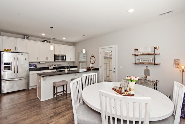 2163 Bayport Ave, Old Hickory, TN 37138 - dining room with dark wood-style floors and recessed lighting