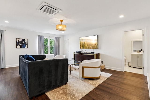 305 White Moss Pl, Franklin, TN 37064 - living area featuring dark wood-style floors and recessed lighting