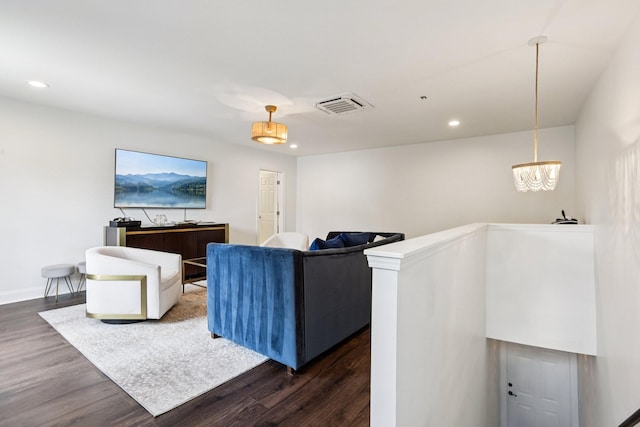 305 White Moss Pl, Franklin, TN 37064 - living area featuring dark wood finished floors, recessed lighting, and a chandelier