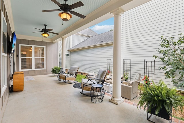 305 White Moss Pl, Franklin, TN 37064 - view of patio with ceiling fan and an outdoor hangout area