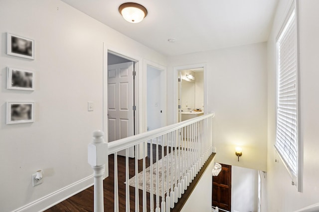 305 White Moss Pl, Franklin, TN 37064 - corridor with an upstairs landing and wood finished floors