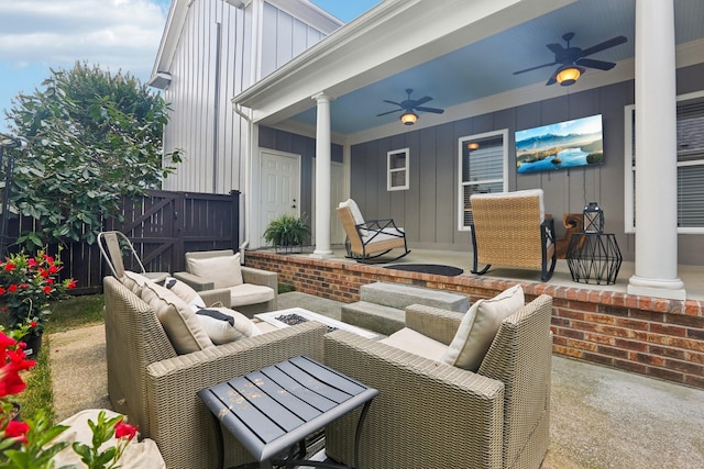 305 White Moss Pl, Franklin, TN 37064 - view of patio / terrace featuring ceiling fan and an outdoor living space