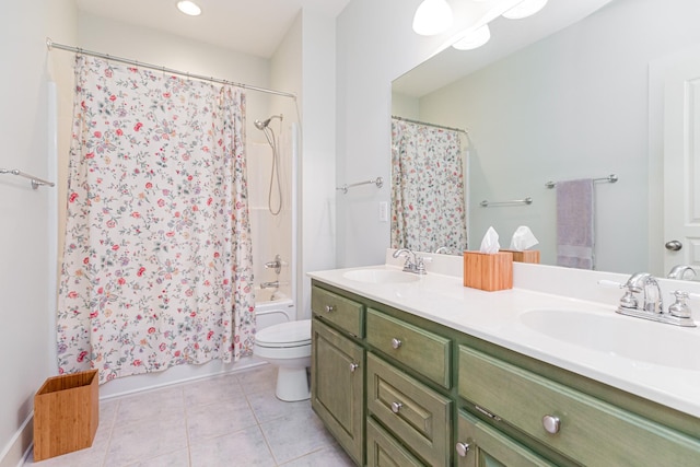 238 Wiggins Creek Dr, Sewanee, TN 37375 - bathroom with double vanity, shower / tub combo with curtain, and tile patterned floors