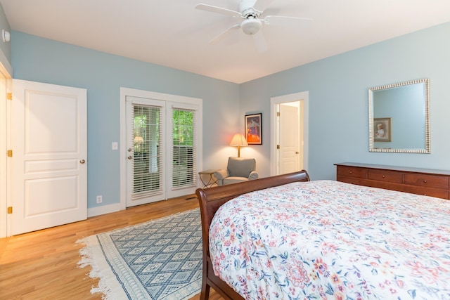 238 Wiggins Creek Dr, Sewanee, TN 37375 - bedroom featuring access to outside, wood finished floors, and a ceiling fan
