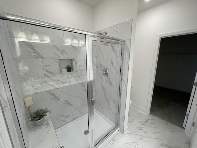 1169 Short St, Spring Hill, TN 37174 - full bathroom with marble finish flooring, a stall shower, and a walk in closet