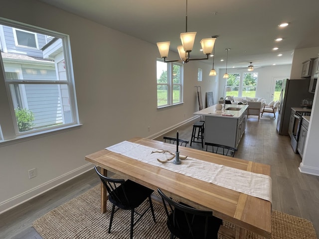 1169 Short St, Spring Hill, TN 37174 - dining space featuring plenty of natural light, dark wood-style floors, a chandelier, and recessed lighting