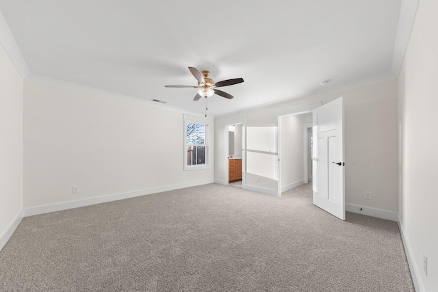 17 Peyton Pl, Columbia, TN 38401 - unfurnished bedroom with crown molding, light colored carpet, ceiling fan, and connected bathroom