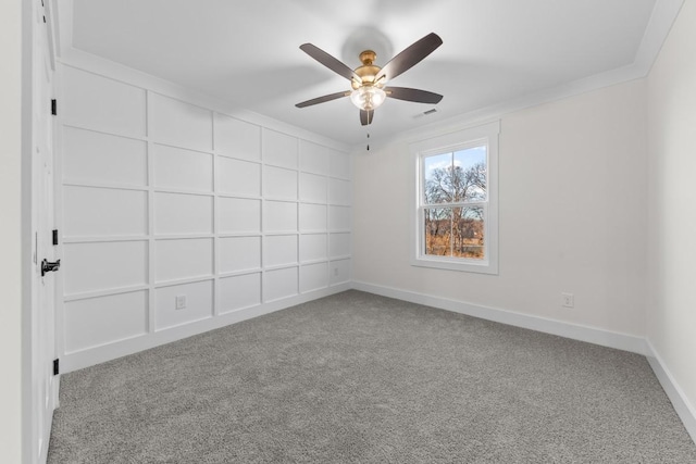 17 Peyton Pl, Columbia, TN 38401 - carpeted spare room with a ceiling fan and crown molding